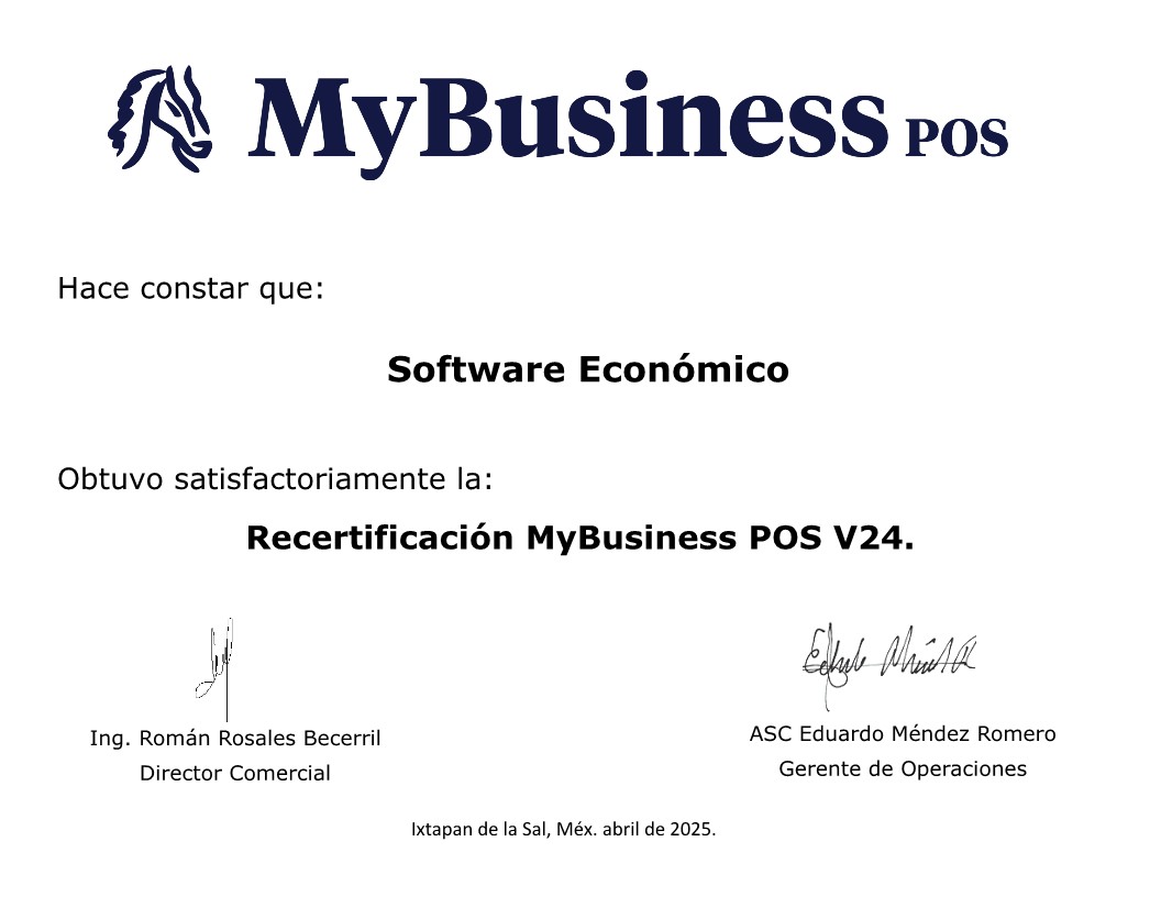 Certificación en MyBusiness POS v24