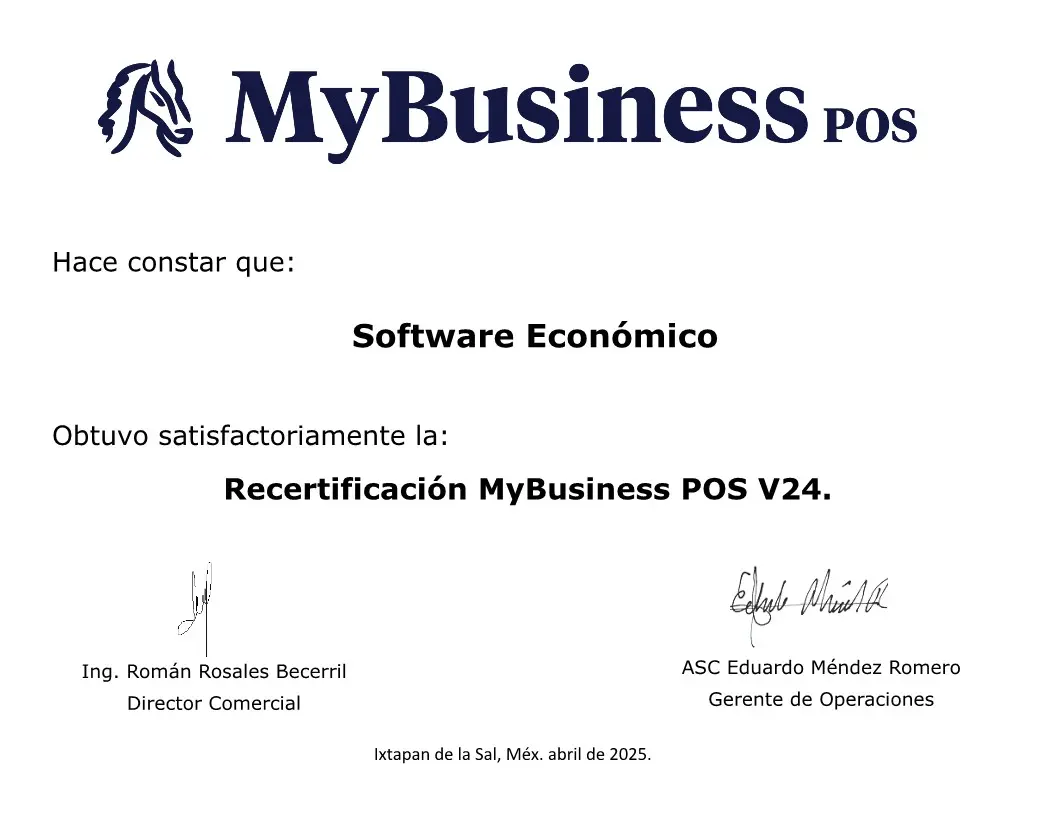 Certificación en MyBusiness POS v24